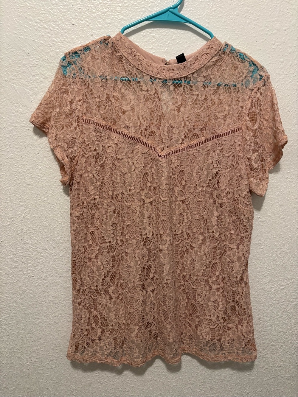 Worthington Blush Lace Short Sleeve Top
